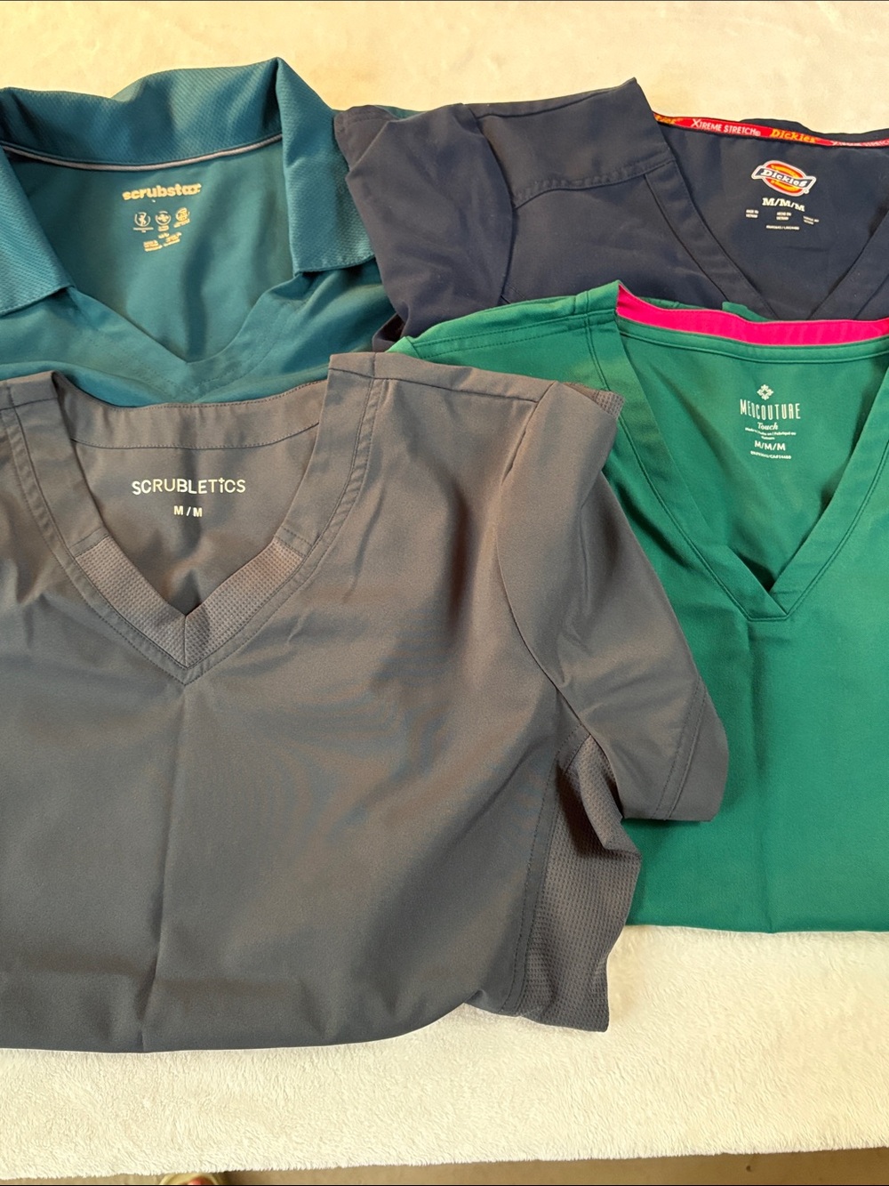 Various Brands Women's Scrub Tops in Gray, Teal, Navy, and Green Size Medium